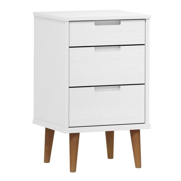 VidaXL Bedside Table MOLDE White 40x35x65 Cm Solid Pine Wood 350499