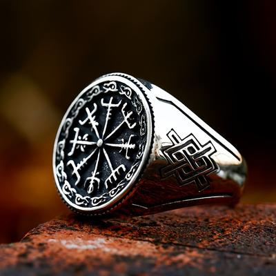Ny design Viking Compass Ring Runic Nordic Totem Odin Smycken Vintage Smycken