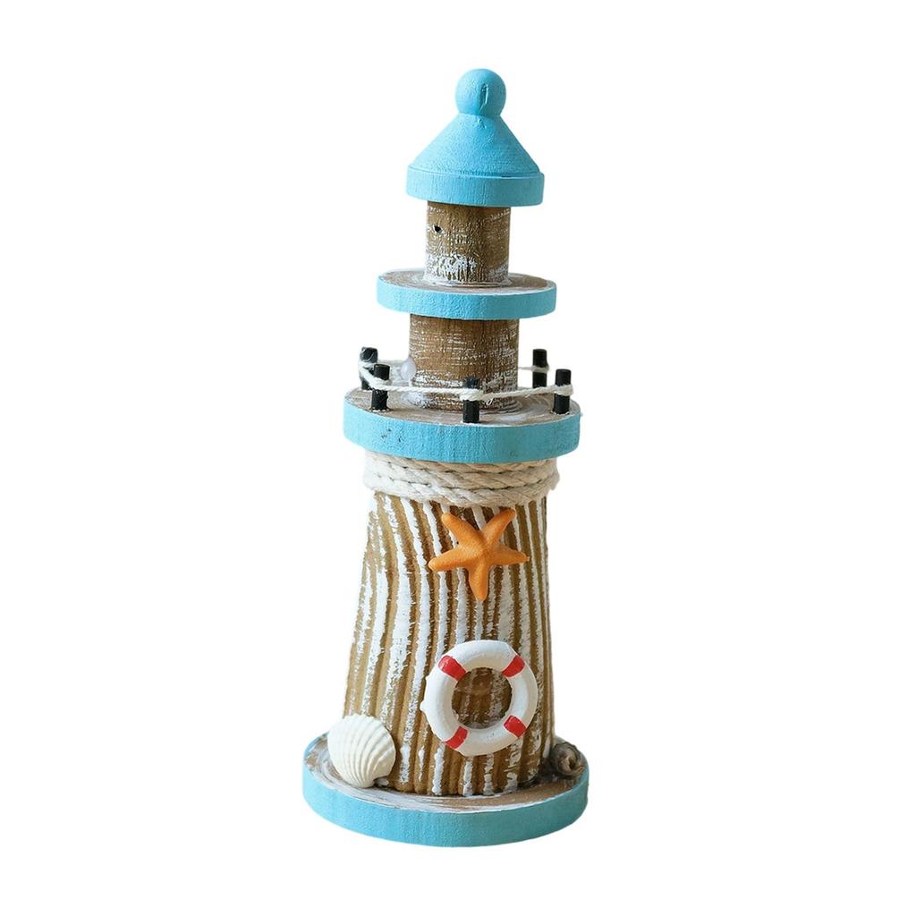 Wooden Lighthouse Ornament Display Desktop Decorative Home Decoration Tabletop Nautical Decor for Bar Birthday Gift Drawing Room