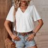 V-neck Women's Summer New Style T-shirt with Lace Patchwork Design