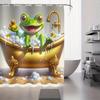 Lustiger Frosch Duschvorhang Badewanne mit Gummienten Badezeit Kunst Kinder Dekor Wasserdichtes Gewebe Badezimmer Vorhang Set Zuhause