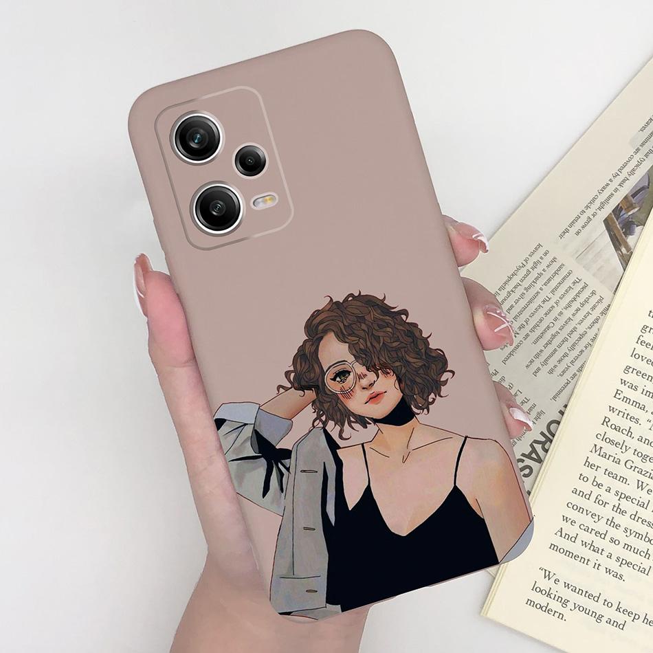 For Xiaomi Redmi Note 12 Pro+ Plus 5G Phone Case Love Heart Girl Silicone Matte Shockproof Cover For Redmi 12Pro + Funda Bumper