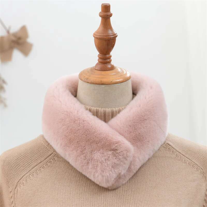

Real Rex Rabbit Fur Scarf For Women Winter Warm Double-Sided Thickened Fur Collar Luxury Fur Neck Warmer Natural Fur Scarves 65cmx8cm