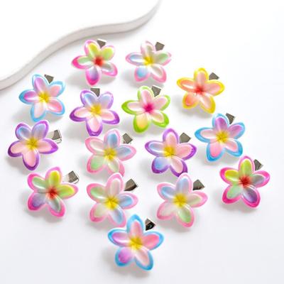 European Gradient Plumeria Duckbill Hair Clip with Bauhinia Flower Bow
