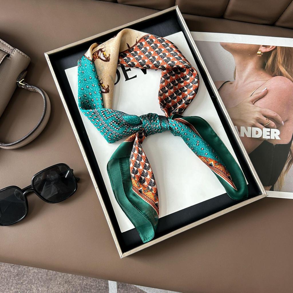 Korean Style High-End Printed Silk Scarf - Versatile Fashion Accessory