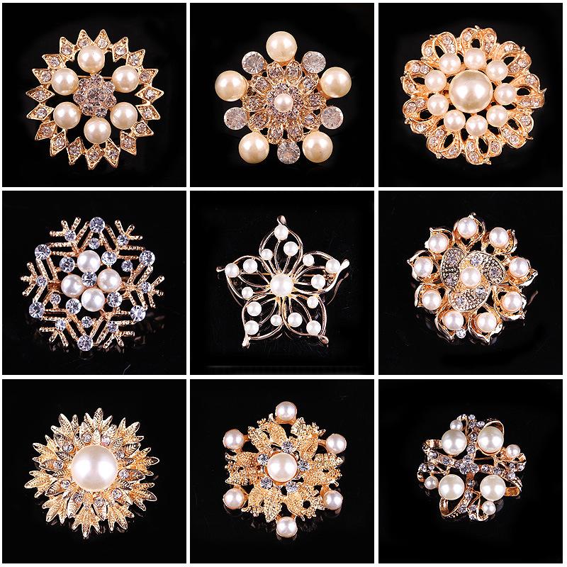 Mode Kristall Strass Persönlichkeit Vielseitig Perlenkranz Kleine Brosche Anstecknadel Damen Seidenschal Schnalle