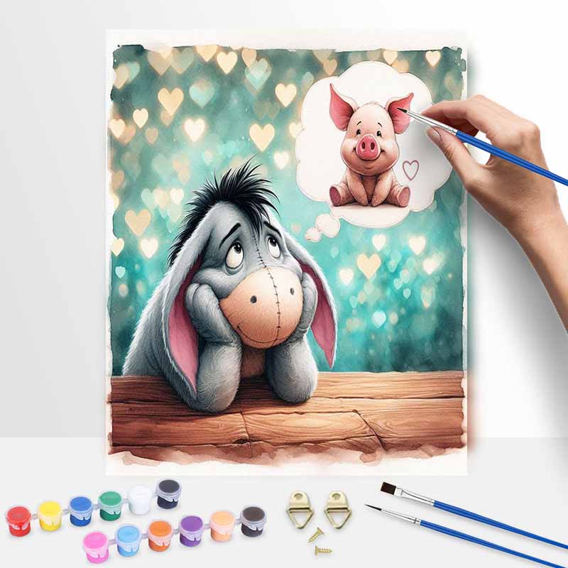 Disney Eeyore Piglet Painting DIY Oil Painting Kits Hand Painting Home Decor Craft Gift Ideas Love Hearts Wall Art Painting Supplies