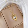White Synthetic Zircon Owl Pendant Necklace for Women