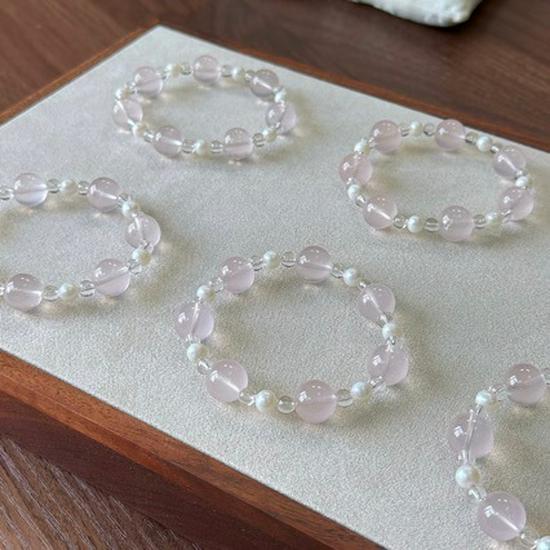 Exclusive High-End DIY Natural Rose Quartz & White Pearl Bracelet