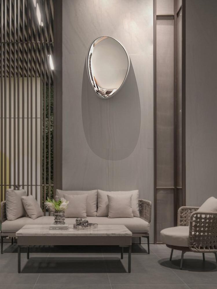 Creative Imitation Stainless Steel Goose Egg Stone Wall Decoration Modern Hotel Hanging Water Droplet Wall Decoration Artwork