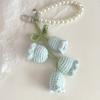 Cute Pearl Chain Woolen Crochet Lily Of Valley Flower String Keychain Bag Decorative Buckle Boho Style Creative Keychain Backpack Pendant Party