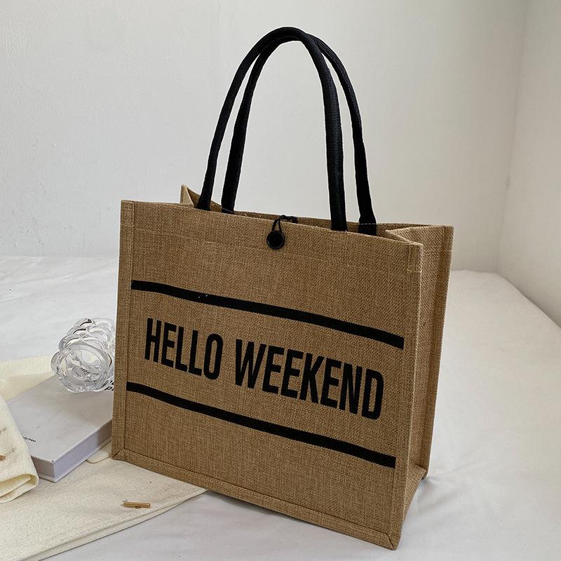 Women's Large Capacity 2024 Fashion Linen Tote Bag - Single Shoulder, Student-Friendly, In Stock