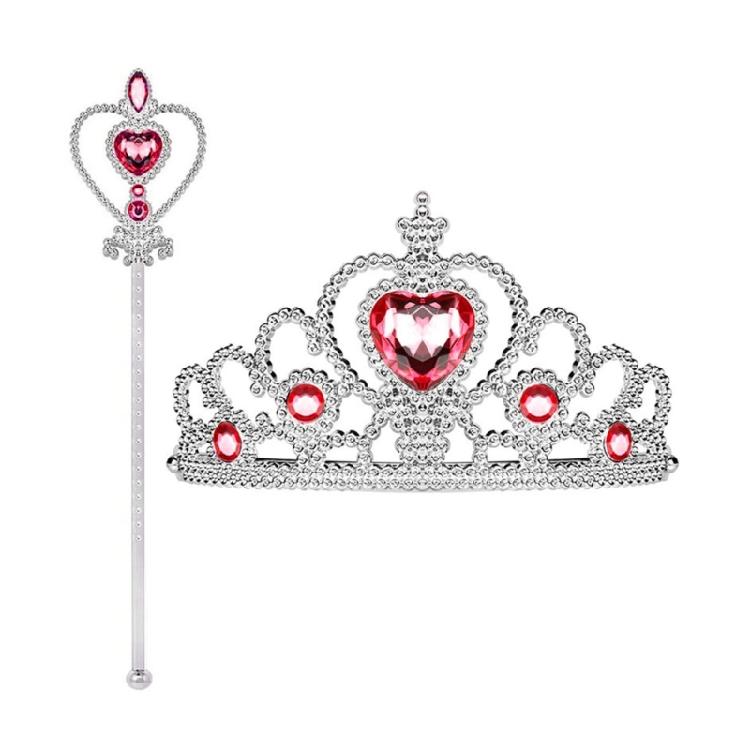 2Pcs Princess Costume Toy Princess Dress Up Accessories with Princess Crown Magics Wand for Halloween Birthday Party