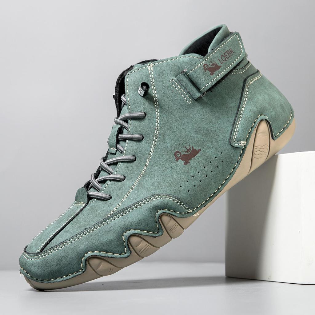 Fashion Men Casual Shoes Retro Handmade Leather Boots for Men Hight Top Sneakers Luxury Fashion Loafers Shoes Red Ankle Boots Women