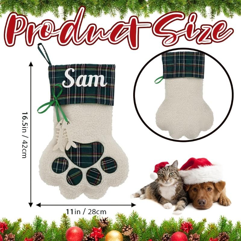 1/2pcs Personalized Christmas Stockings with Name, Christmas Decoration Gifts for Family, Santa, Holiday, Pet, Dog Paw Stockings