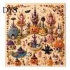 Fall Holiday Decoration Halloween Faux Pearl Art DIY Kit, 3D Bead Embroidery Craft Set, Spooky Painting Kit Ghost Goat Witch Wall Art, Seasonal