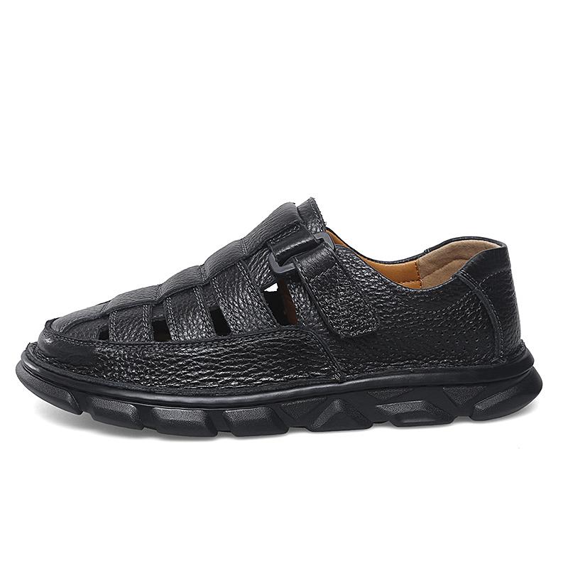 Men Classic Wearable Fashion Casual Leather Sandals Summer Men's Comfortable Cozy Hollow Non-slip Soft Cool Breathable Sandals
