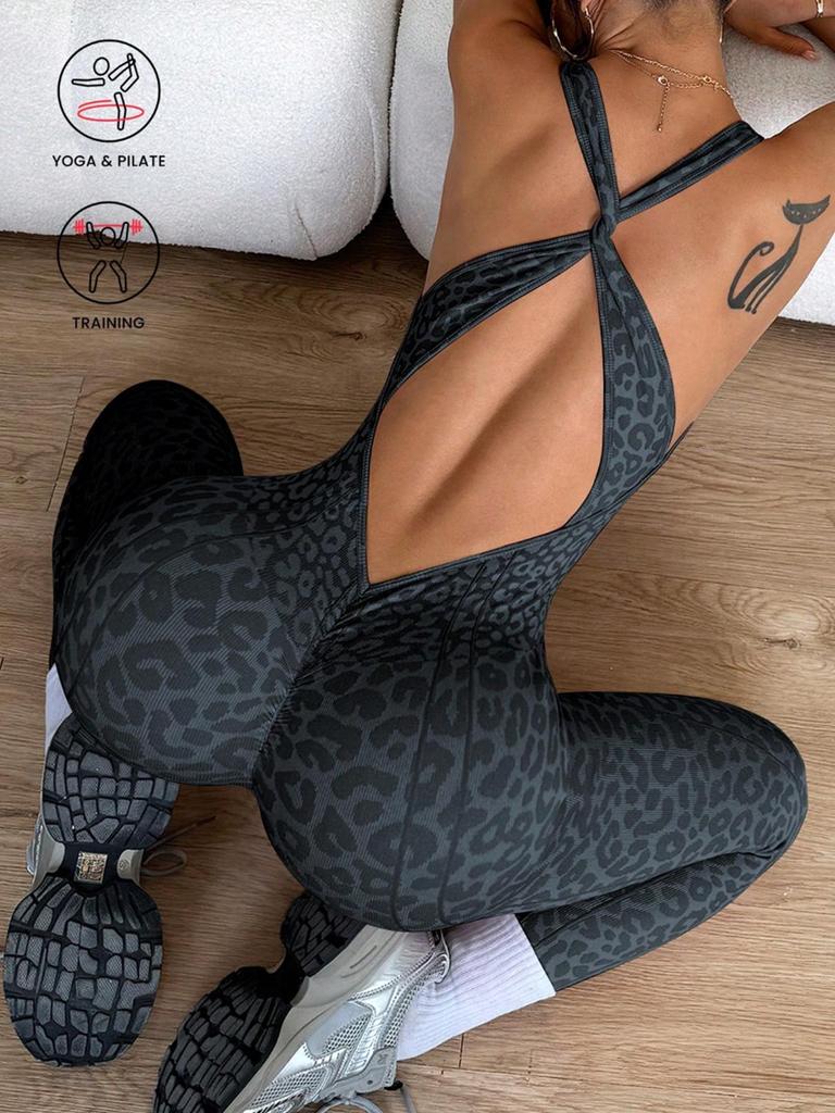 Nahtloser Damen-Yoga-Jumpsuit mit überkreuztem Rücken - Ideal für tägliches und Outdoor-Yoga