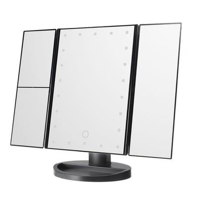 Folding LED Lighting Mirror Desktop Makeup Handheld Three Sides Folding Lighted Mirror