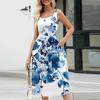 Summer Dresses For Women 2024 Beach Loose Round Neck Sleeveless Midi A-Line Swing Dress Sundresses With Pockets