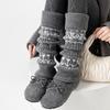 Fair Isle Style Calf Socks Cashmere Blend Leg Cuffs Slouch Leg Warmers  Autumn Winter Wear