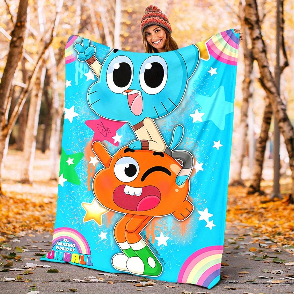 

1pc Gumball, Darwin, Cartoon Network Digital Printed Flannel Blanket, Super Soft Plush Bed Cover,Blanket for Sofa, Bed, Office, 70151 130cm x 150cm