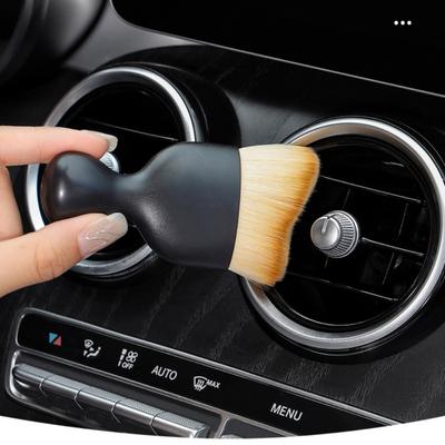 2 peças ferramenta de limpeza interna automotiva escova de detalhamento interno de carro, escova de pó de cerdas macias para automóveis escovas curvas para limpeza de painéis sem arranhões