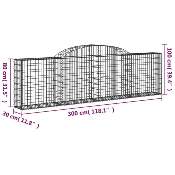 VidaXL Arched Gabion Baskets 13 Pcs 300x30x80/100 Cm Galvanized Iron, Gabion, Gabion Cage, Gabion Wall Basket, Wall 3146514
