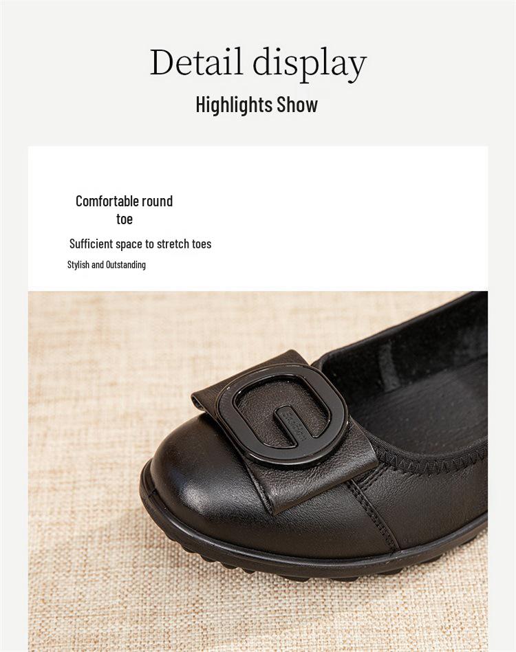 Ladies' Genuine Leather Non-Slip Slip-On Shoes - Soft Sole Comfort for Middle-Aged & Elderly