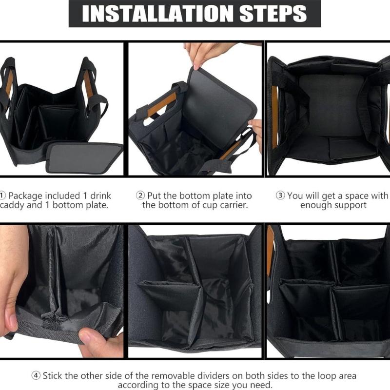4 Cup Drink Carriers Holders With Handle Insulated Compartments And Foldable Frame For Commuting Beach Trip Outdoor