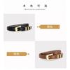 Slim Genuine Leather Belt With Metal Pin Buckle Crocodile Texture Womens Chic Waistband Dresses Pants