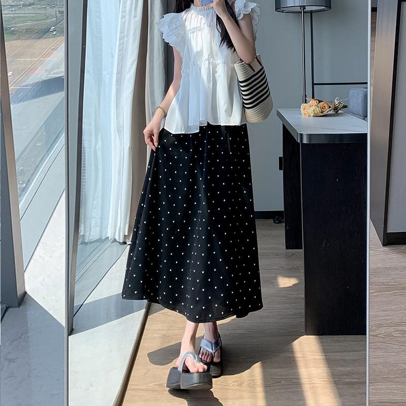 Bust Skirt Women's Summertime New A-shaped Thin Medium and Long Skirt French Small Umbrella Skirt
