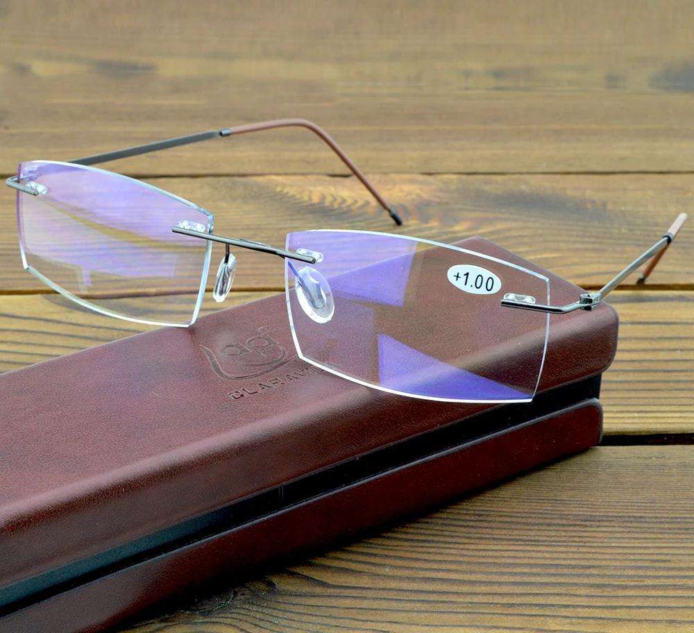 

Clara Vida Titanium Alloy Square style Antislip Temple Rimless Grey Frame Reading Glasses +0.75 +1 +1.25To+4 +3.50 сірий колір
