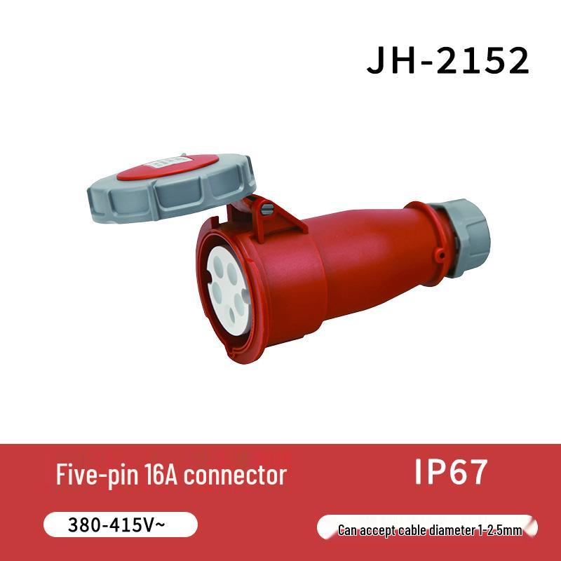 IP67 Waterproof 16A/32A Industrial Plug & Socket, European Standard, 3/4/5-core, Male & Female Connector