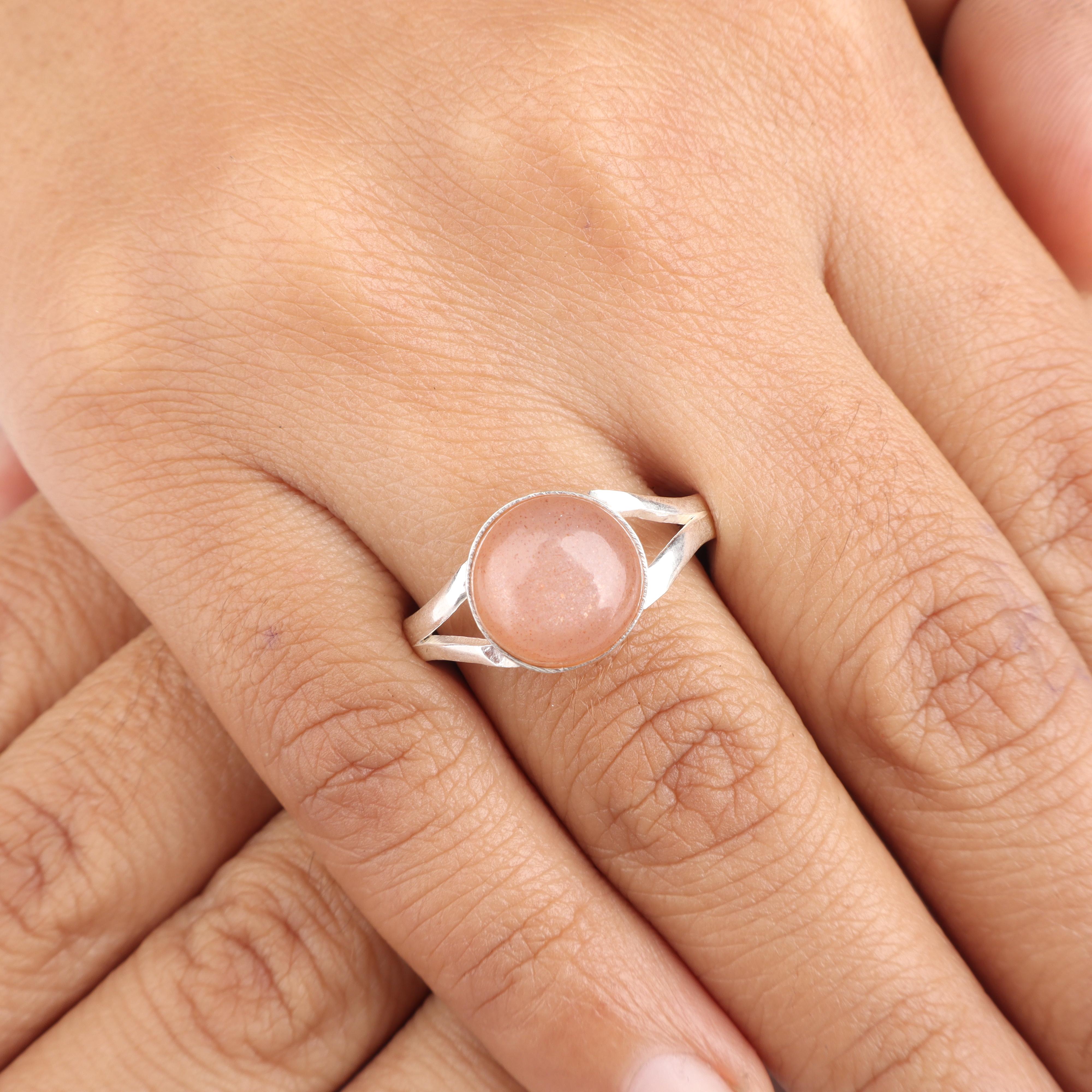 

Peach Moonstone Gemstone Sterling Silver Ring, 925 Sterling Silver Handmade Ring For Women, Engagement Gifts RR-83-28 4