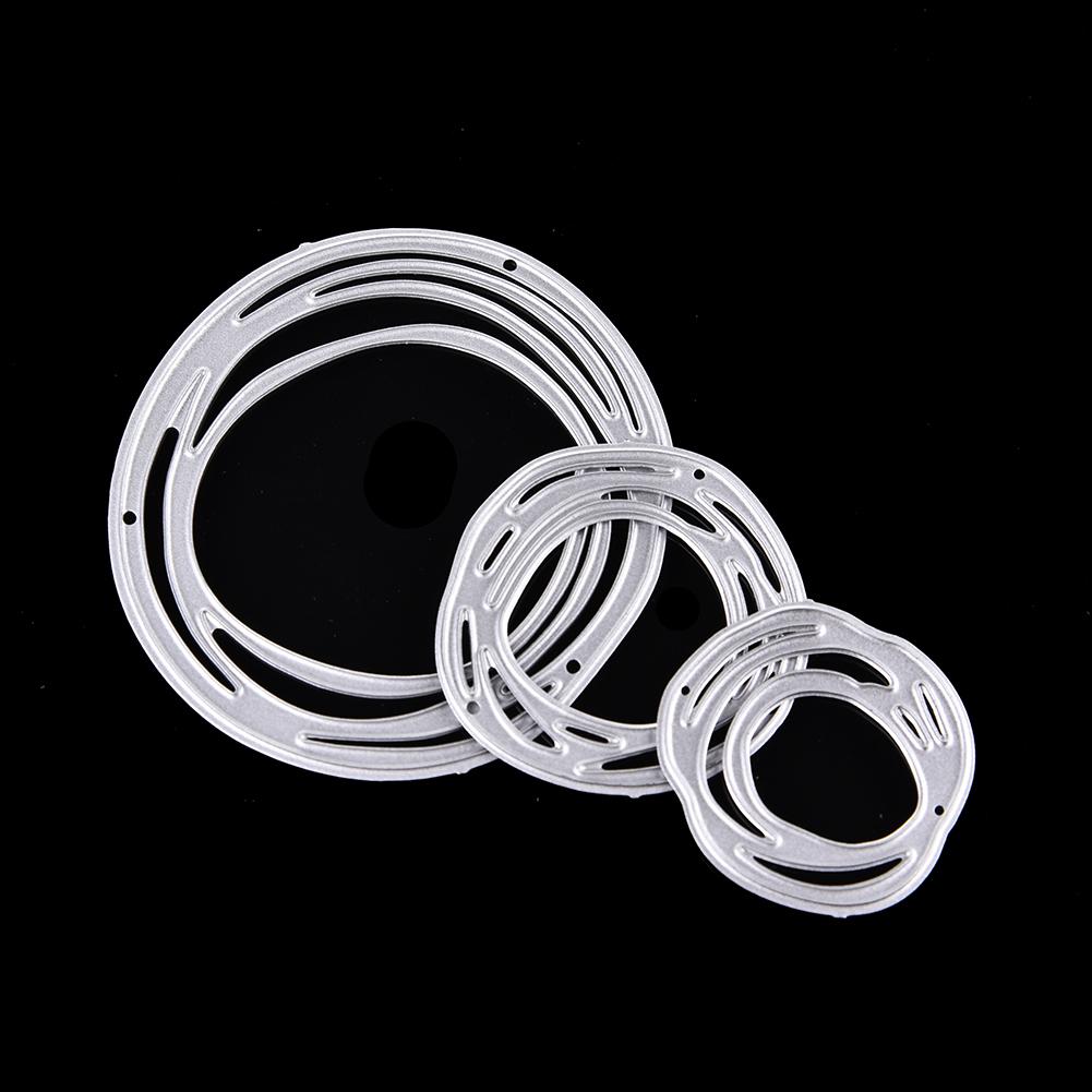 3 Circles Frame Metal Silvery Stencil Embossing Cutting Dies For Diy Scrapbooking Paper Album Cards Making