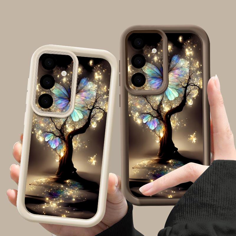 Shining Fantasy Tree Butterfly Case For Samsung Galaxy S26 Ultra S25 Edge S24 Plus S23 S22 S21 FE A54 A15 A25 A35 A55 A16 A26 A36 A56 A17 A37 A57 5G