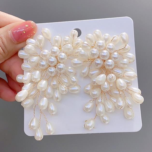 ZAKOL Elegant Imitation Zircons Flower Earrings Luxury Handmade Beading Earring Bridal Wedding Party Zircon