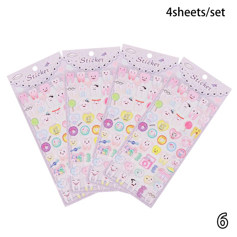 4 шт. Форма корінного зуба Милі стоматологічні наклейки у формі зуба Мультяшні зуби для стоматолога Стоматологічної клініки Дитячий Подарунок Дитячий Декор для стоматології