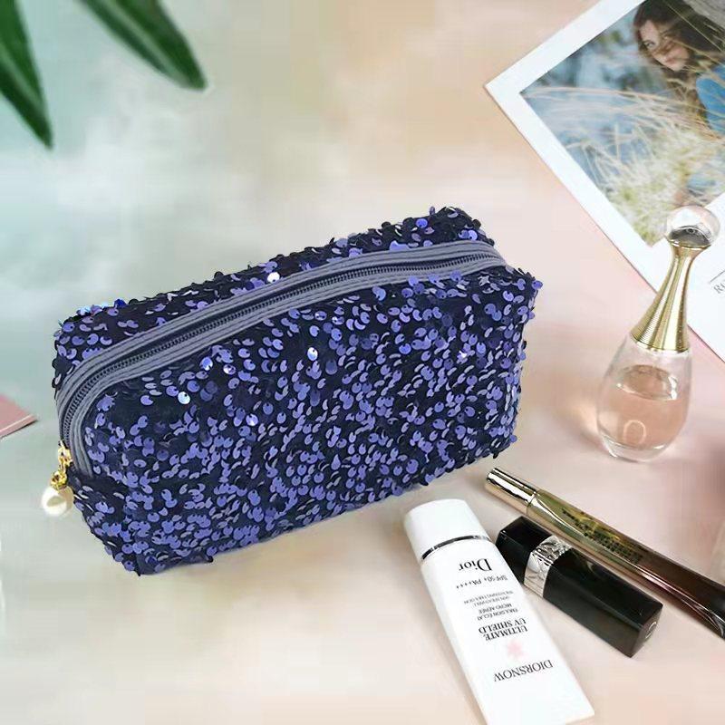 Fashionable Girl Sequin Makeup Bag Travel Storage Bag Exquisite Glitter Cosmetic Storage Case Zipper Pouch Female Purse