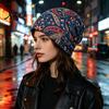 Stylish Autumn Winter Neck Warmer Women's Geometry Print Slouchy Hat, Casual Soft Stretch Skull Colorful Geometric Pattern Hat Cap, Warm Cancer Chemo