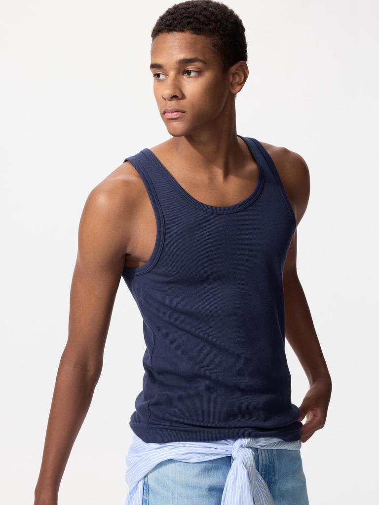 Uniqlo Japan Dry Collar Ribbed Tank Top