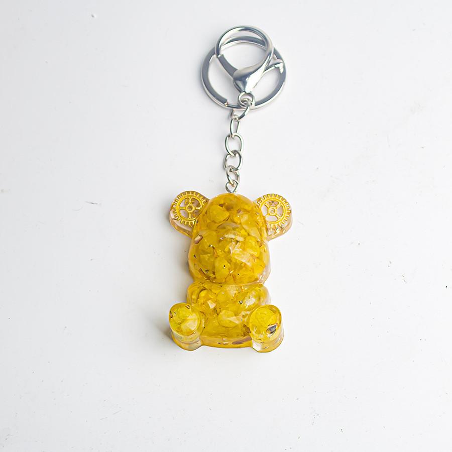 Crystal Stone Bear Pendant With Natural Gemstones For Car Keychain And Gift Use