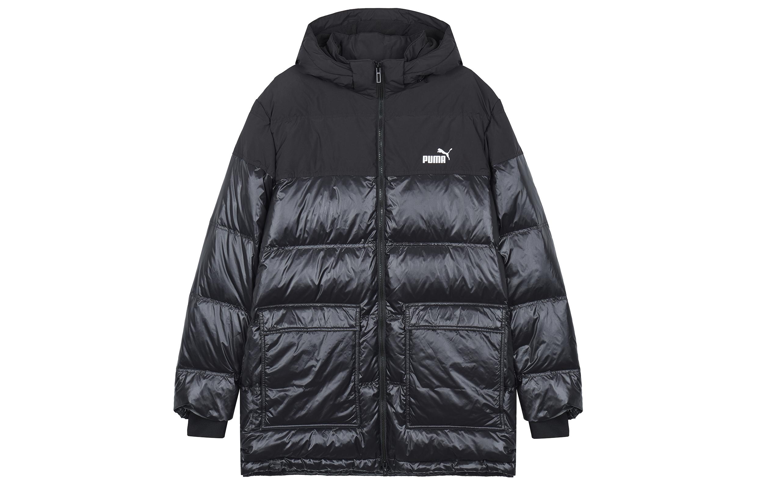PUMA Down Jackets Men s Black Hooded Moderate Puffer Jacket 534508-01 S