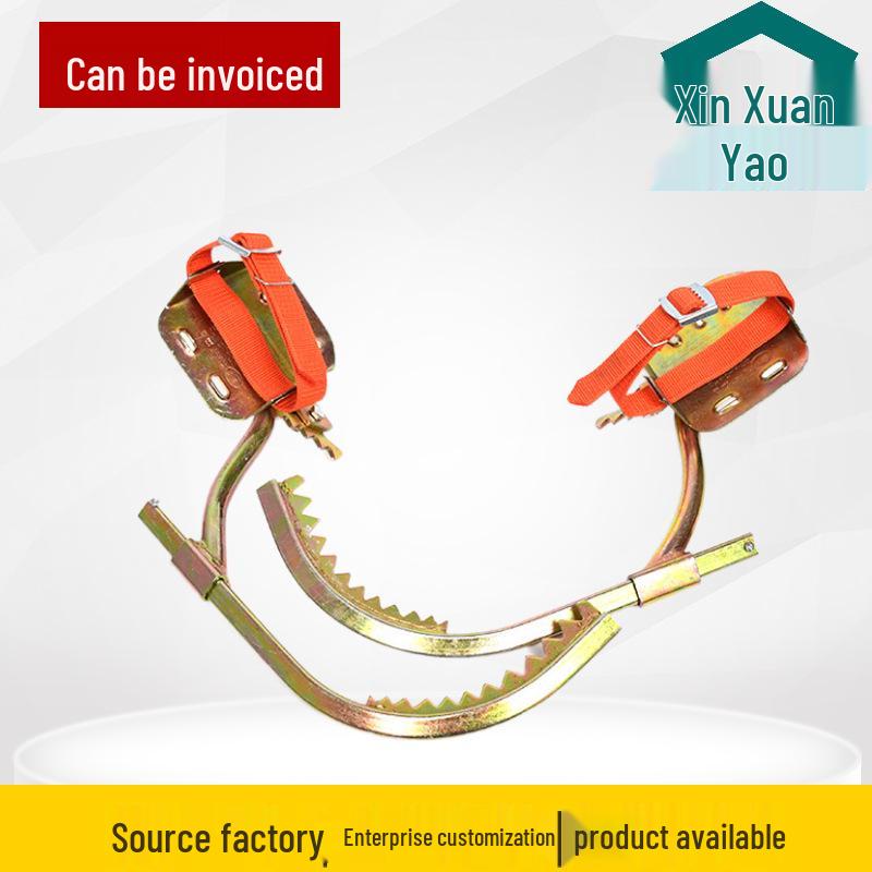 Thickened Wooden Utility Pole Climbing Tool with Safety Belt for Fall Protection