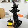 Witches Lamp Gothics Decors,Witches Table Lamp with LED Lantern,Unique Night Lights for Bedroom Desk Halloween Home Decors