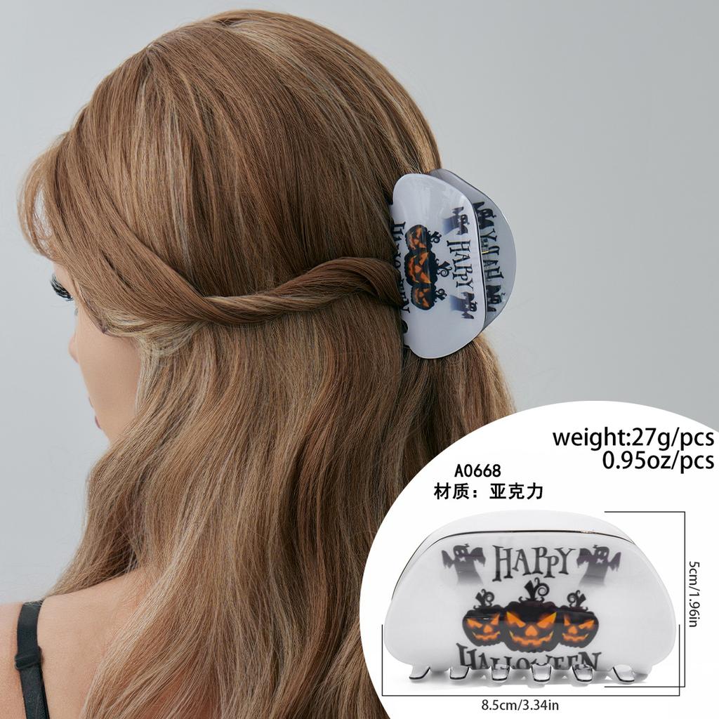 Funny Halloween Pumpkin Butterfly Grab Clip, Ghost Acrylic Spider Web Disc Hair Hairpin Head Jewelry