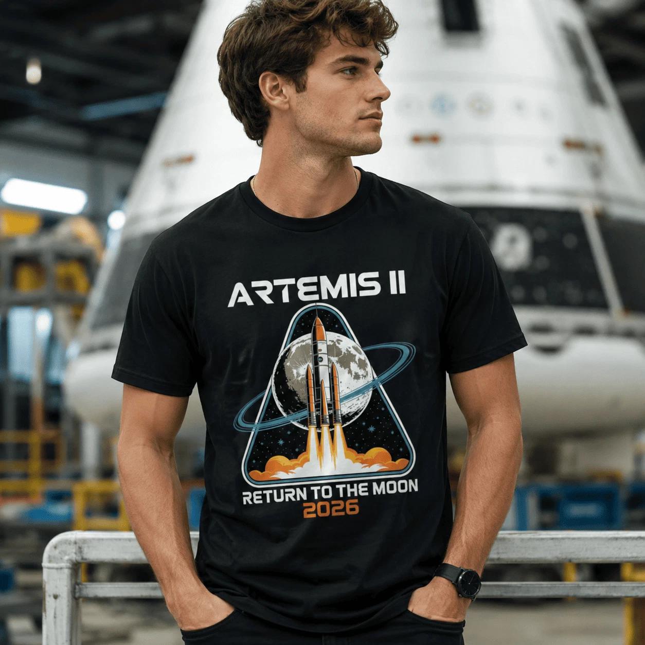 Artemis II Moon Rocket Launch Space Exploration Graphic T-Shirt XS