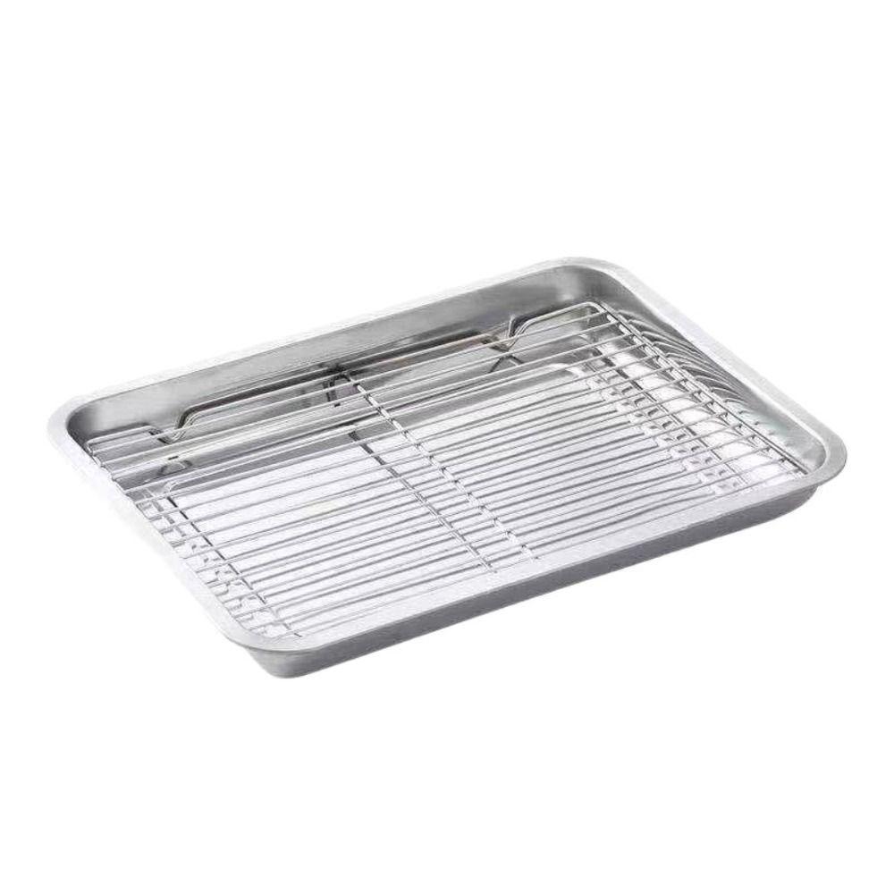 Removable BBQ Tray with Cooling Rack Oven Rack Stainless Steel Baking Pan  for Cooking Roasting