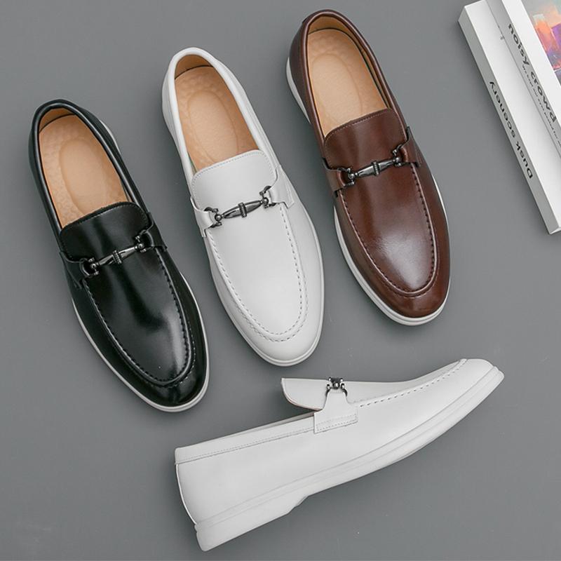 Weiße Lederschuhe Herren Party Gesellschaftsschuhe Für Herren Freizeit Leder Bürolotsen Männlich Freizeit Business Loafer Mann